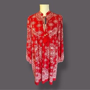 Red & White Bohemian Style Babydoll dress, NEW